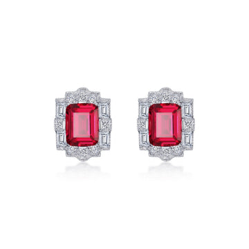 Fancy Lab-Grown Sapphire Halo Stud Earrings